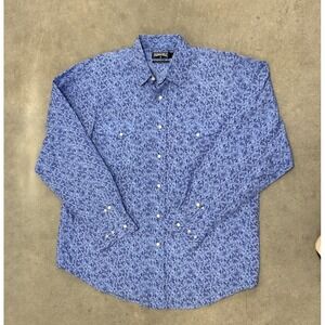 Panhandle Slim Men's Large Blue Paisley Western Pearl Snap Shirt L